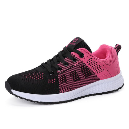 Women Casual Shoes Fashion Breathable Walking Mesh Lace Up Flat Shoes