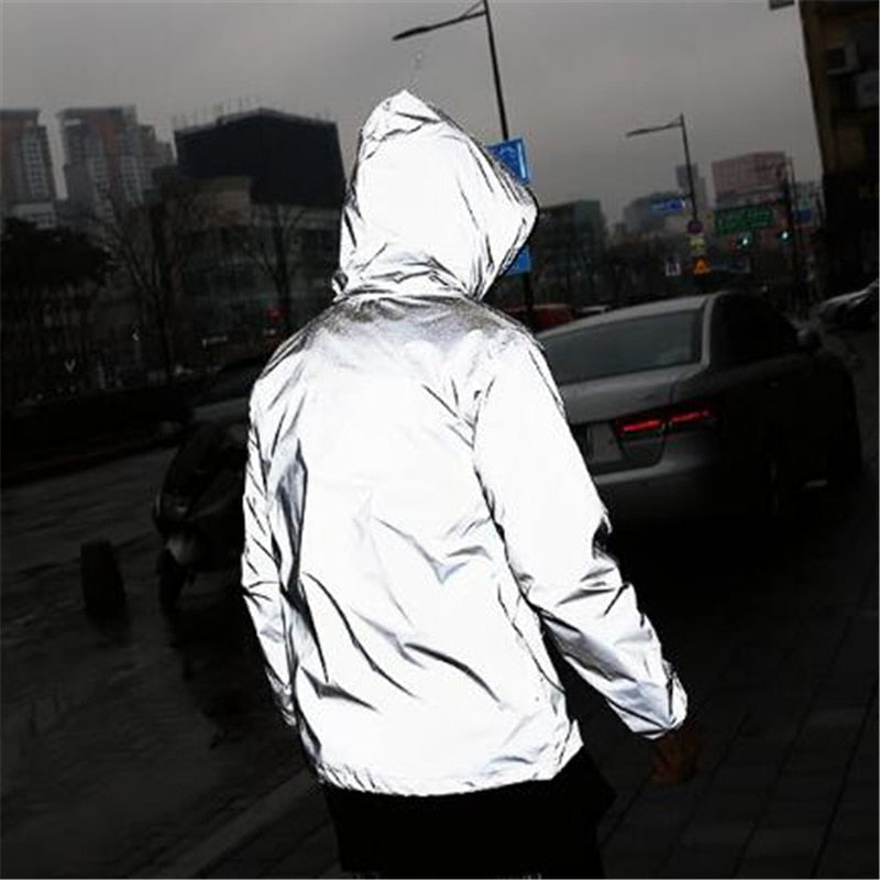 Plus Size 4XL Men Spring Autumn full reflective Windbreaker waterproof Jacket