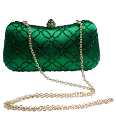 Flower Emerald Dark Green Rhinestone Crystal Clutch Evening Bags for Womens