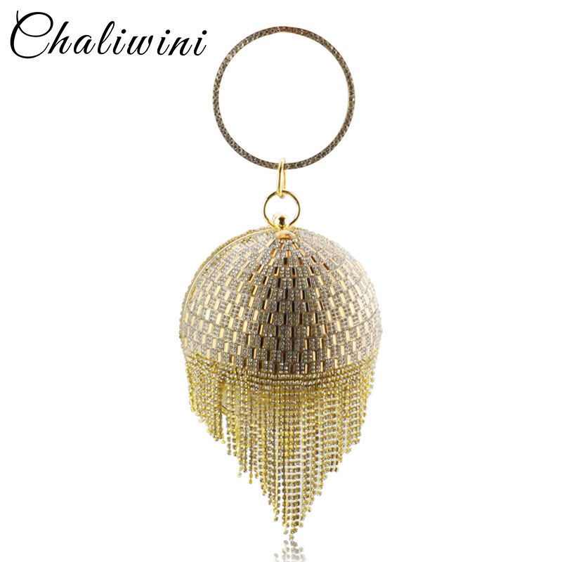 Tassel Fashion Women Pearl Beaded Crystal Party Evening Bag Bridal Wedding