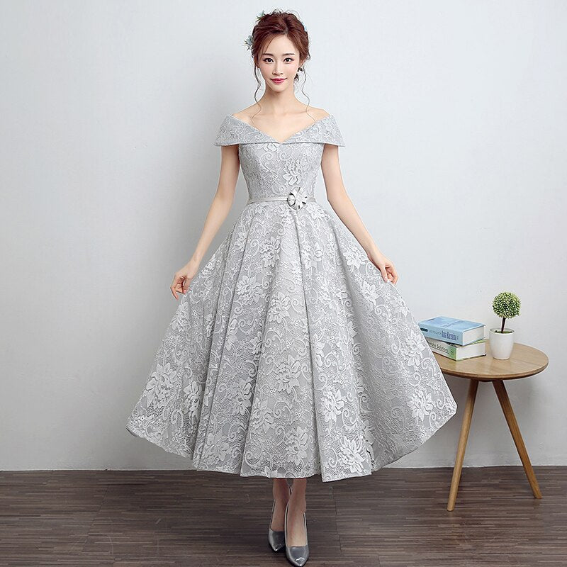 Homecoming Dresses: Prom Party Dress Evening Lace Dresses V-neck