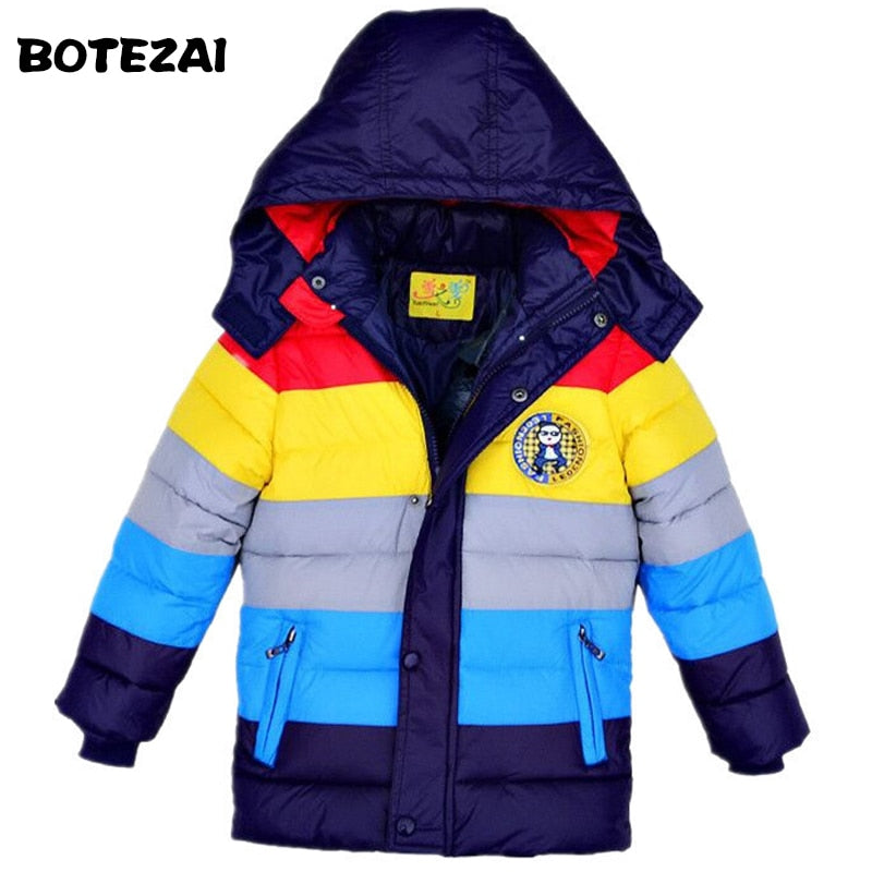 Infant Fashion Jackets Boys Stripe Winter Down Coat Baby Wear Kids Warm