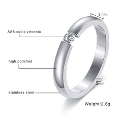 Engagement Ring for Women Stainless Steel Silver Color Gold Color Finger Girl