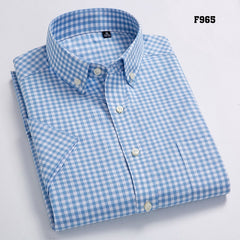 Summer Short Sleeve Plaid Shirts Fashion Men Business Formal