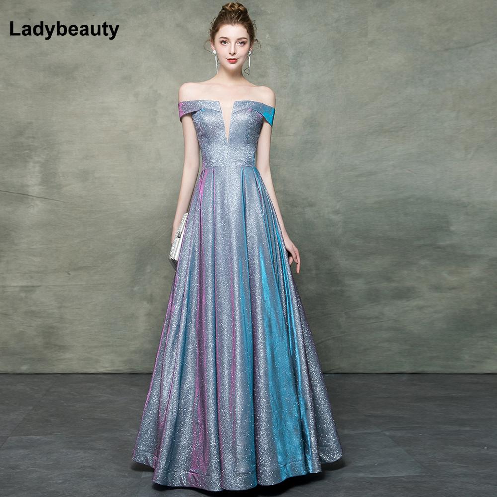 Evening wear Dresses: V-Neck A Line Long Evening Dresses Party