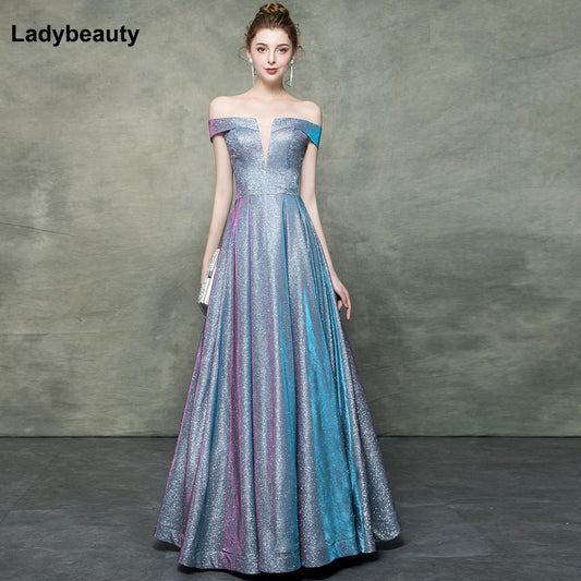 Evening wear Dresses: V-Neck A Line Long Evening Dresses Party