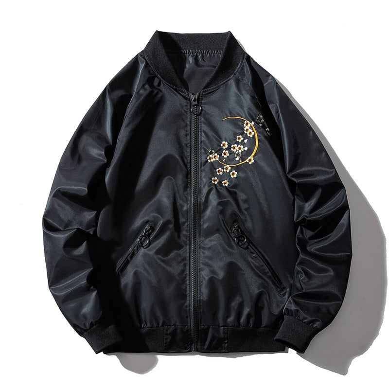 Men Baseball Jacket Embroidery Dragon Hip Hop Bomber Pilot Jacket Men