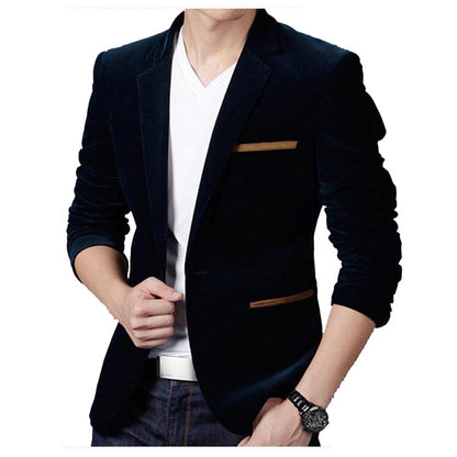 Brand Mens Corduroy Blazers Autumn Spring Fashion Male Slim Fat Casual Suit