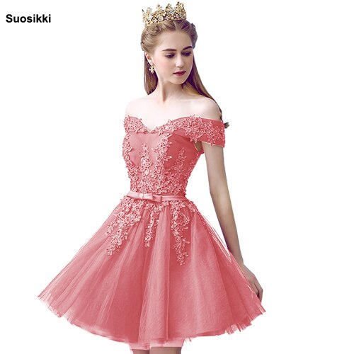Homecoming Dresses: Red Lace Elegant Knee Length Prom Dresses Women
