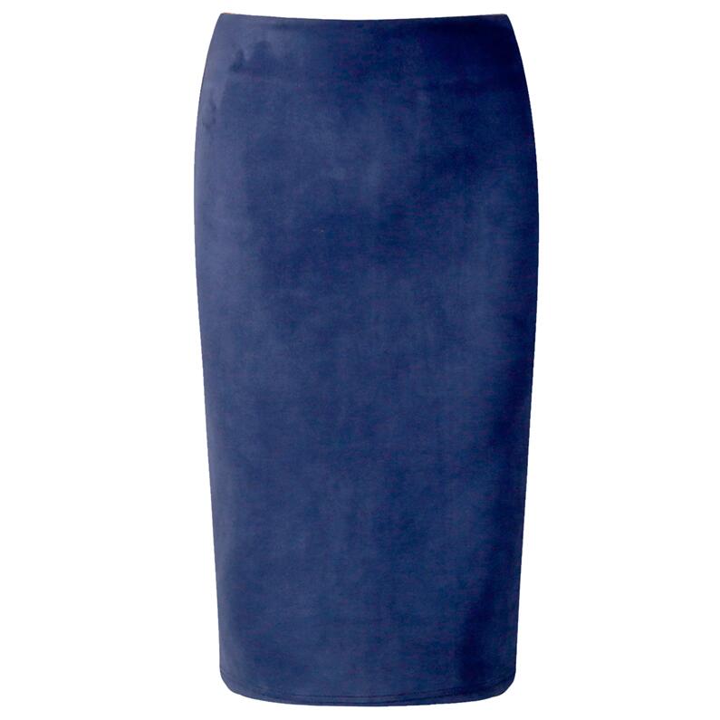Winter Women Midi Pencil Skirt High Waist Gray Pink