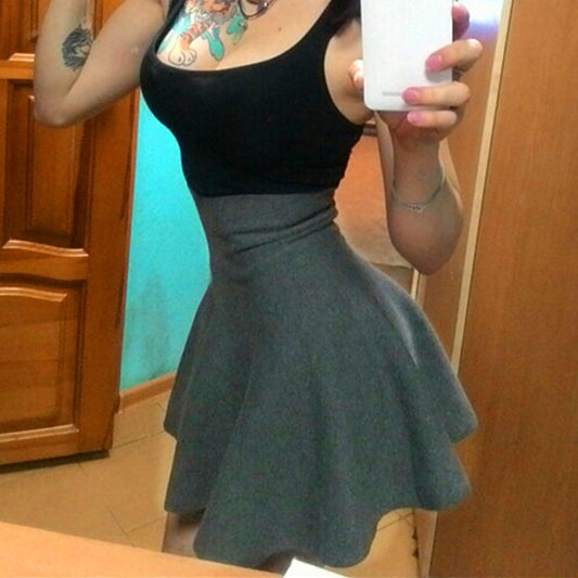 Spring Autumn Korean Women Skirt Knitting Woolen Midi Skirt Ladies High Waist Casual Pleated Elastic Flared Skirts Womens