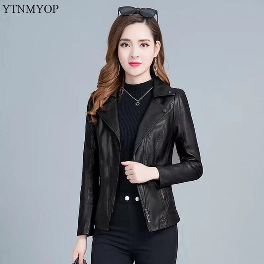 Women Leather Jackets Army Green Faux Leather Coat