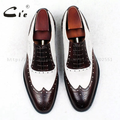 round toe brown white bespoke men shoe custom handmade 100% genuine