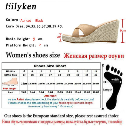 Wedges Sandals New Fashion Open Toe Straw Braid Rome Slipper Size 34-39 Female Beach Shoes