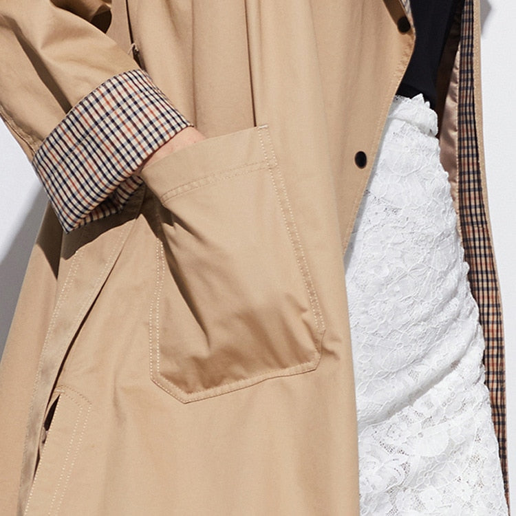 spring and autumn long casual windbreaker women's jacket
