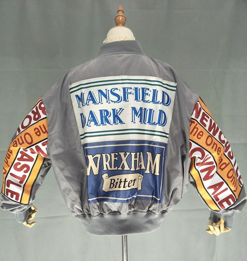 Spring Jacket Women Windbreaker Coat Patch Designs Harajuku Loose Bomber