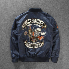 Stockriders Motorcycle Luxury Bomber Trench Jackets Men Big Size Baseball Skull