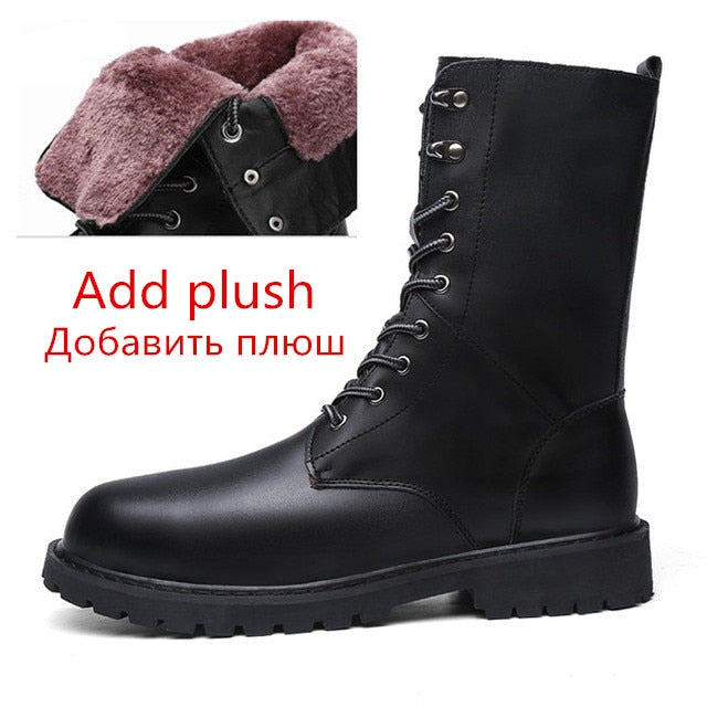 Large Size Motorcycle Boots Men Winter Shoes Warm Waterproof Men Leather Boot