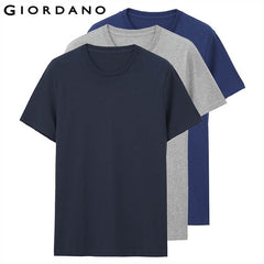 Giordano Men T Shirt Cotton Short Sleeve 3-pack Tshirt Solid Tee