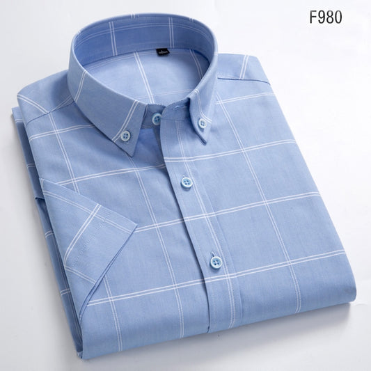 Summer Short Sleeve Plaid Shirts Fashion Men Business Formal