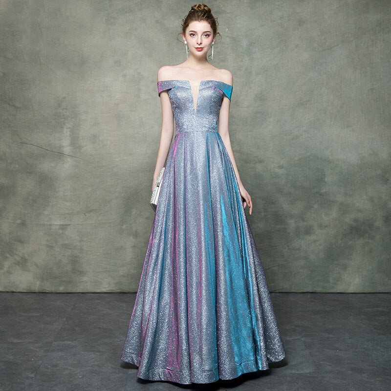 Evening wear Dresses: V-Neck A Line Long Evening Dresses Party