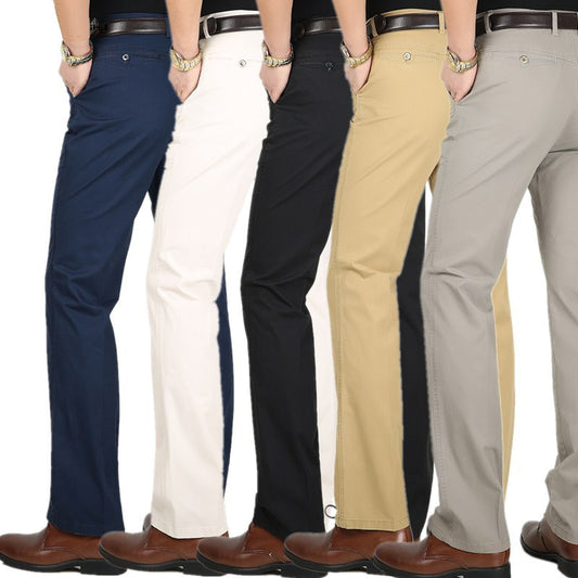 Spring Summer thin Suit Pants men middle-aged cotton slacks