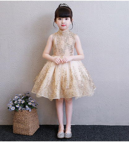 Dress Party Kids Pageant Gown Princess Wedding Dress Sleeveless