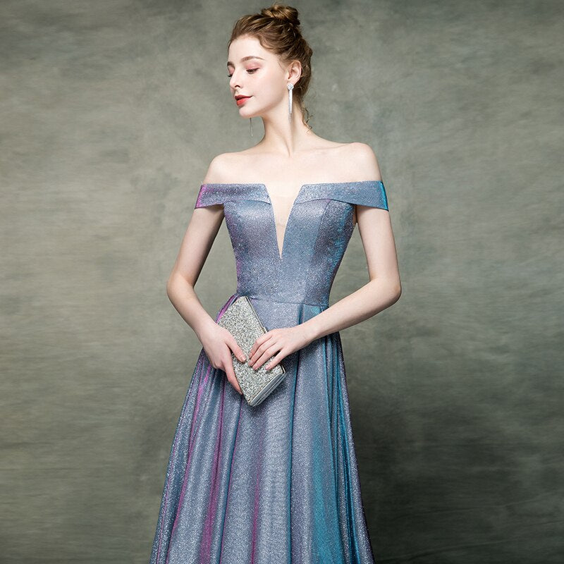 Evening wear Dresses: V-Neck A Line Long Evening Dresses Party