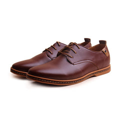 Leather Casual Men Shoes Fashion Men Flats Round Toe