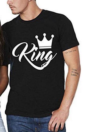 King Queen Couples T Shirt Crown Printing Couple Clothes Summer T-shirt