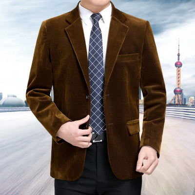 middle aged men's business casual suit high end corduroy suit jacket