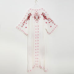 Jastie Floral Embroidered Boho Dress V-Neck Batwing Sleeve Women Dresses
