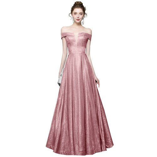 Evening wear Dresses: V-Neck A Line Long Evening Dresses Party