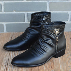 Fashion Men Boots Genuine Leather Men British Autumn Winter Warm Plush