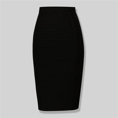 High Quality Black Red Blue Orange Zipper Bodycon Rayon Bandage Skirt Day Party