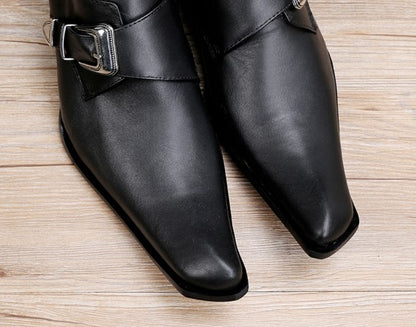 Fashion Genuine Leather Metal Buckle Men Dress Shoes Formal