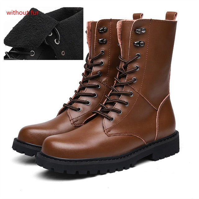 Large Size Motorcycle Boots Men Winter Shoes Warm Waterproof Men Leather Boot