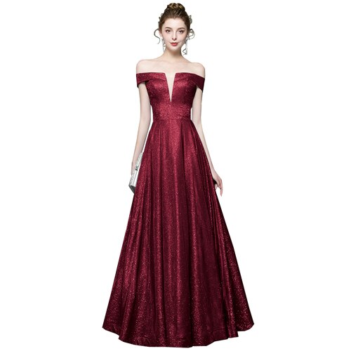 Evening wear Dresses: V-Neck A Line Long Evening Dresses Party