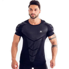 Compression Quick dry T-shirt Men Running Sport Skinny Short Tee Shirt Male