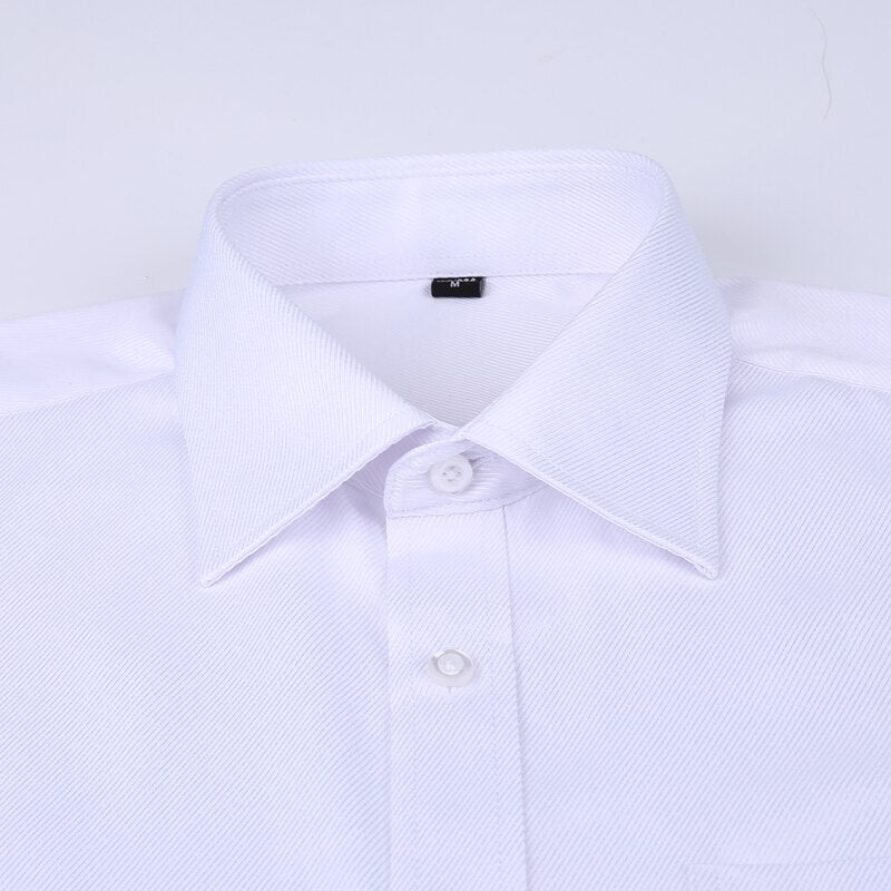 Men 's French Cufflinks Business Dress Shirts Long Sleeves White Blue