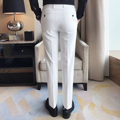 Men Suit Pants Solid Color Casual Business Dress Pants Slim