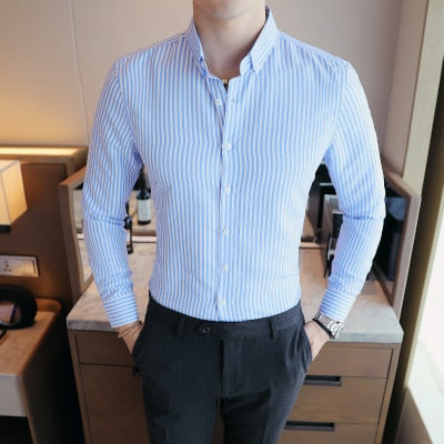 Business Men Shirt Brand Fashion Long Sleeve Dress Shirt for Men