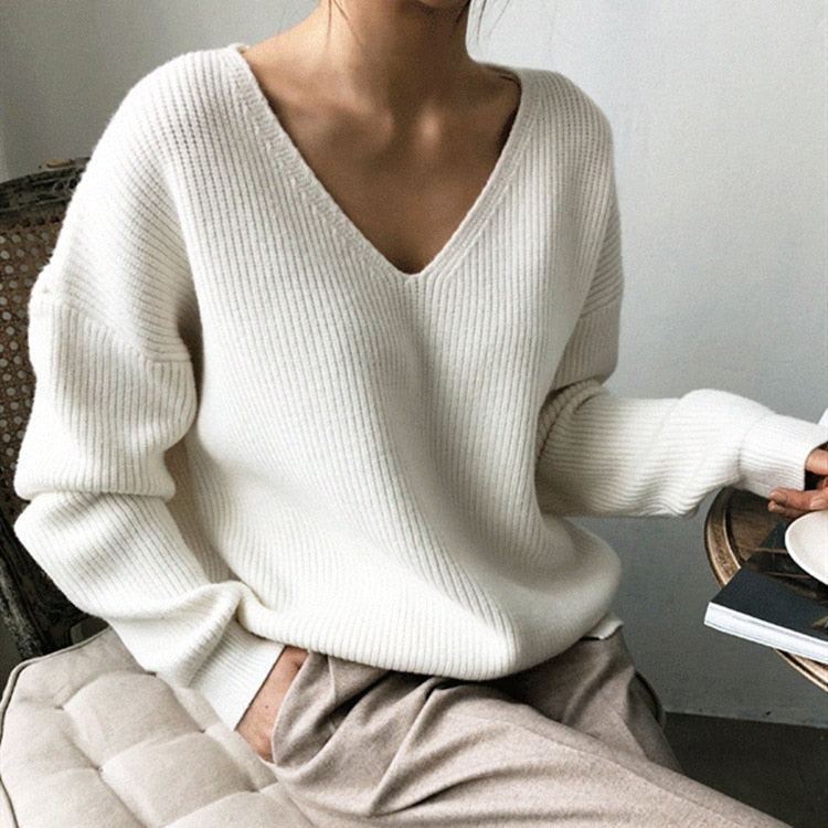 Colorfaith Winter Spring Women's Knitwear V-Neck Minimalist Tops
