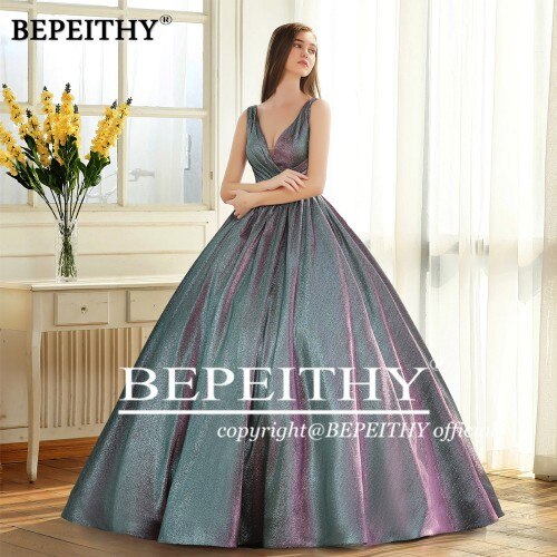 Homecoming Dresses: V Neck Glitter Long Prom Dress For Women