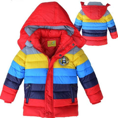 Infant Fashion Jackets Boys Stripe Winter Down Coat Baby Wear Kids Warm