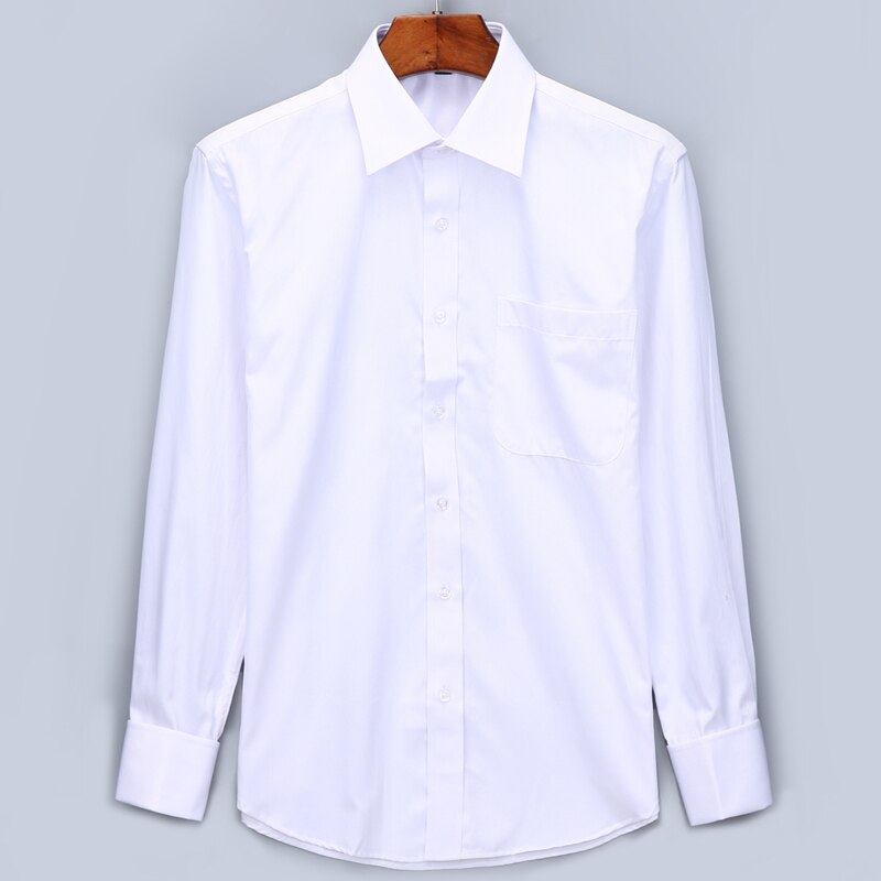 Men 's French Cufflinks Business Dress Shirts Long Sleeves White Blue