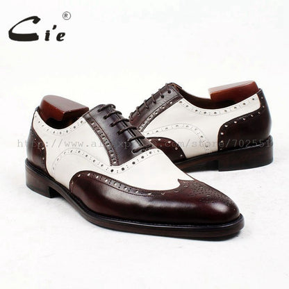 round toe brown white bespoke men shoe custom handmade 100% genuine