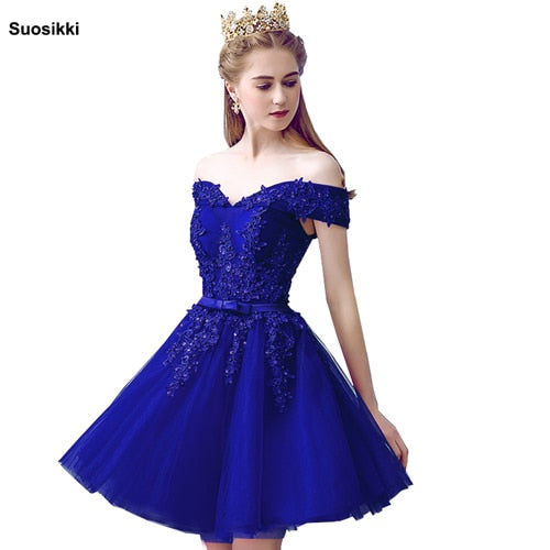 Homecoming Dresses: Red Lace Elegant Knee Length Prom Dresses Women