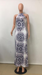 Long Dress Women Printed Beach Evening Maxi Dresses Sleeveless Bodycon Sundress