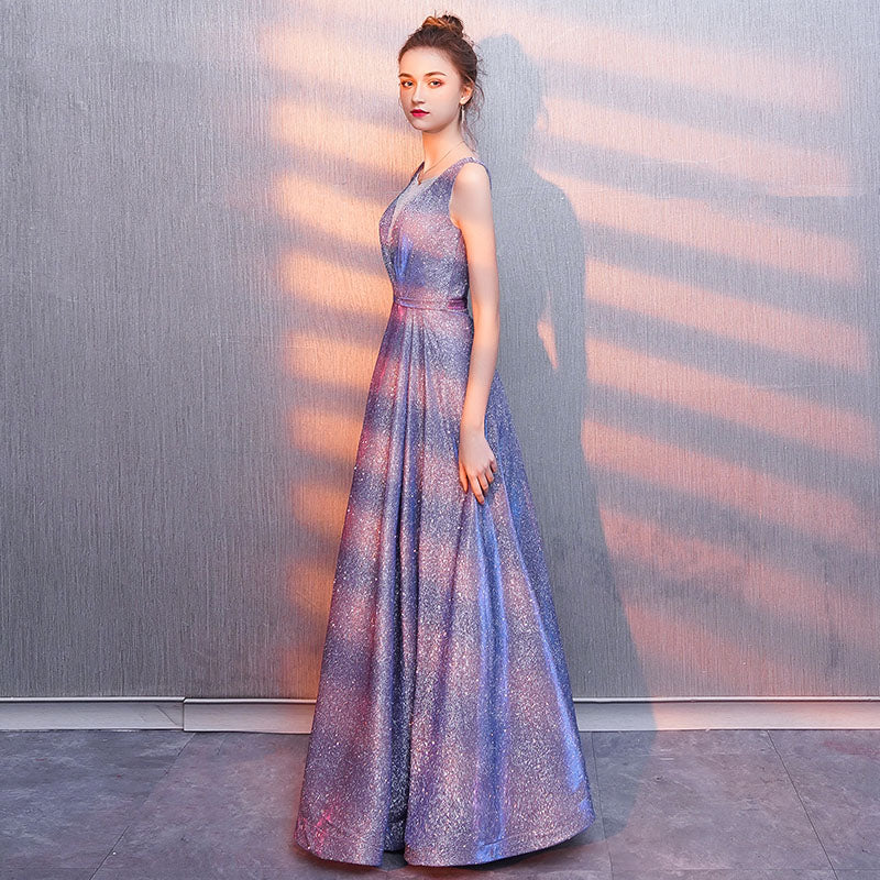 Homecoming Dresses: V Neck High Split Tulle Sleeveless Evening Gown A-Line Lace Up